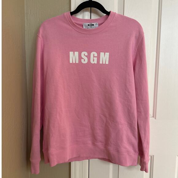Pink MSGM 100% Cotton Sweatshirt Large Made in Italy - Picture 2 of 8